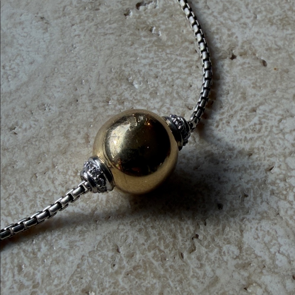 David Yurman Solari necklace sterling silver with 18k ball and diamonds - Picture 8 of 10